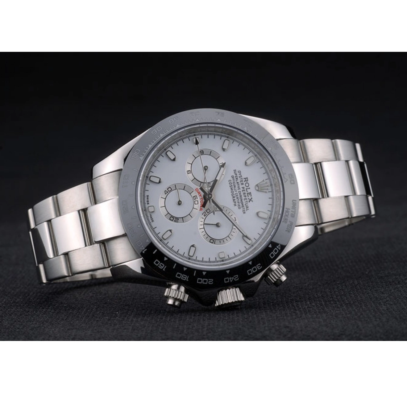 Rolex copies cheap Steep White Ceramic Tachymeter 80249 Black Strap Dial Rolex Daytona Stainless 0710